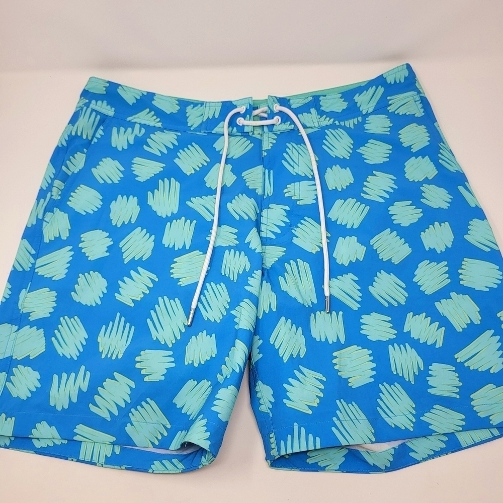Bonobos‎ Banzai Swim Trunks Men's Size 32 Scribble Print Teal
